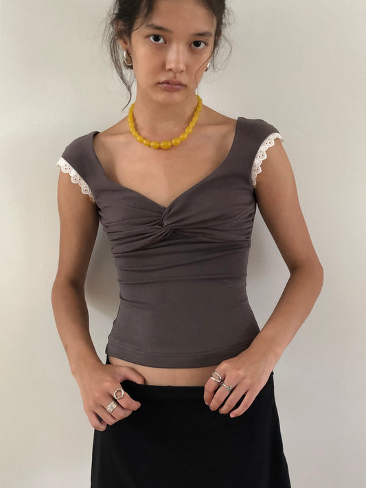 MILA LACE—DRAPED TOP