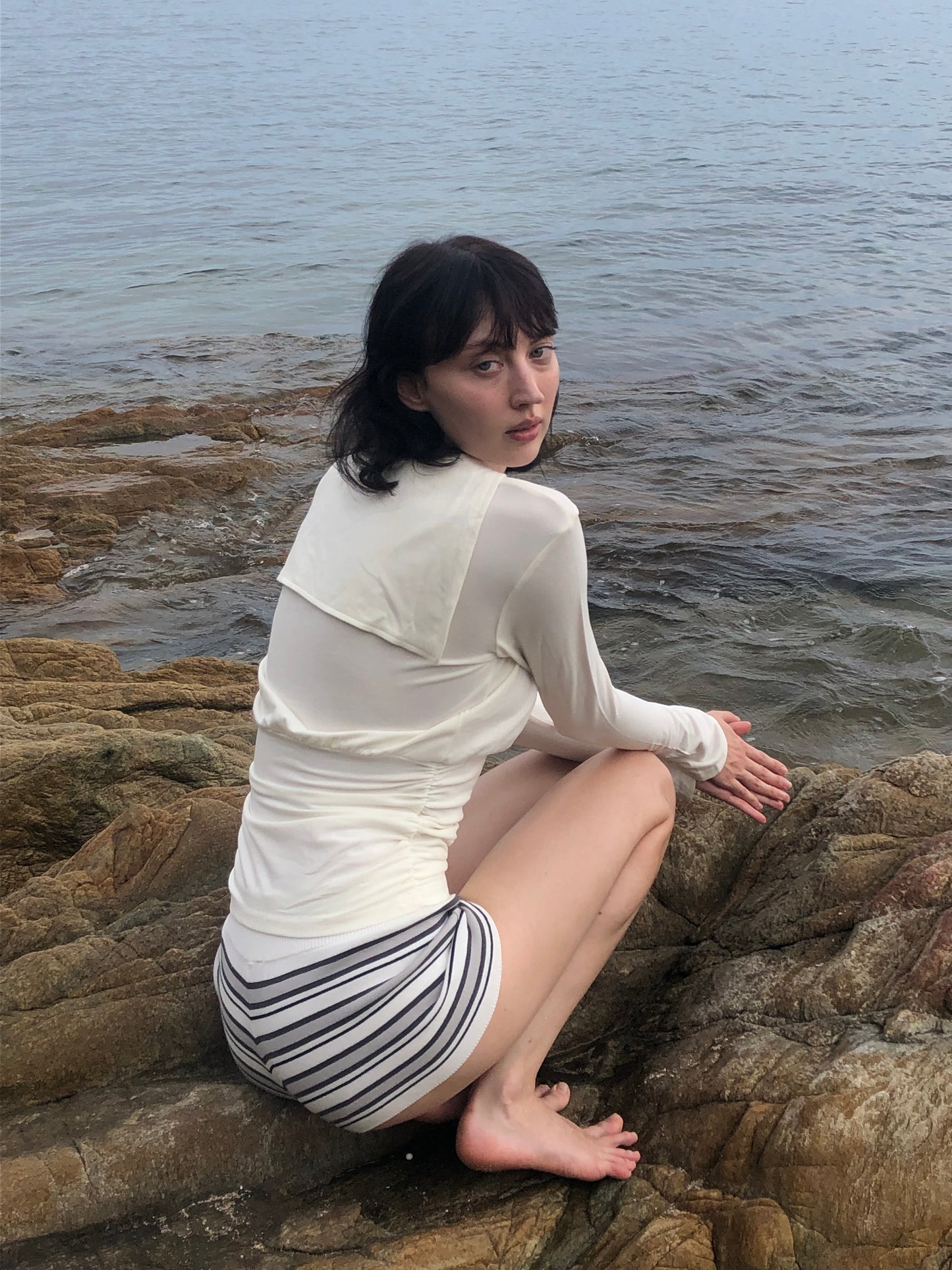 LORA PEARL LINE—MARINE COLLAR BLOUSE