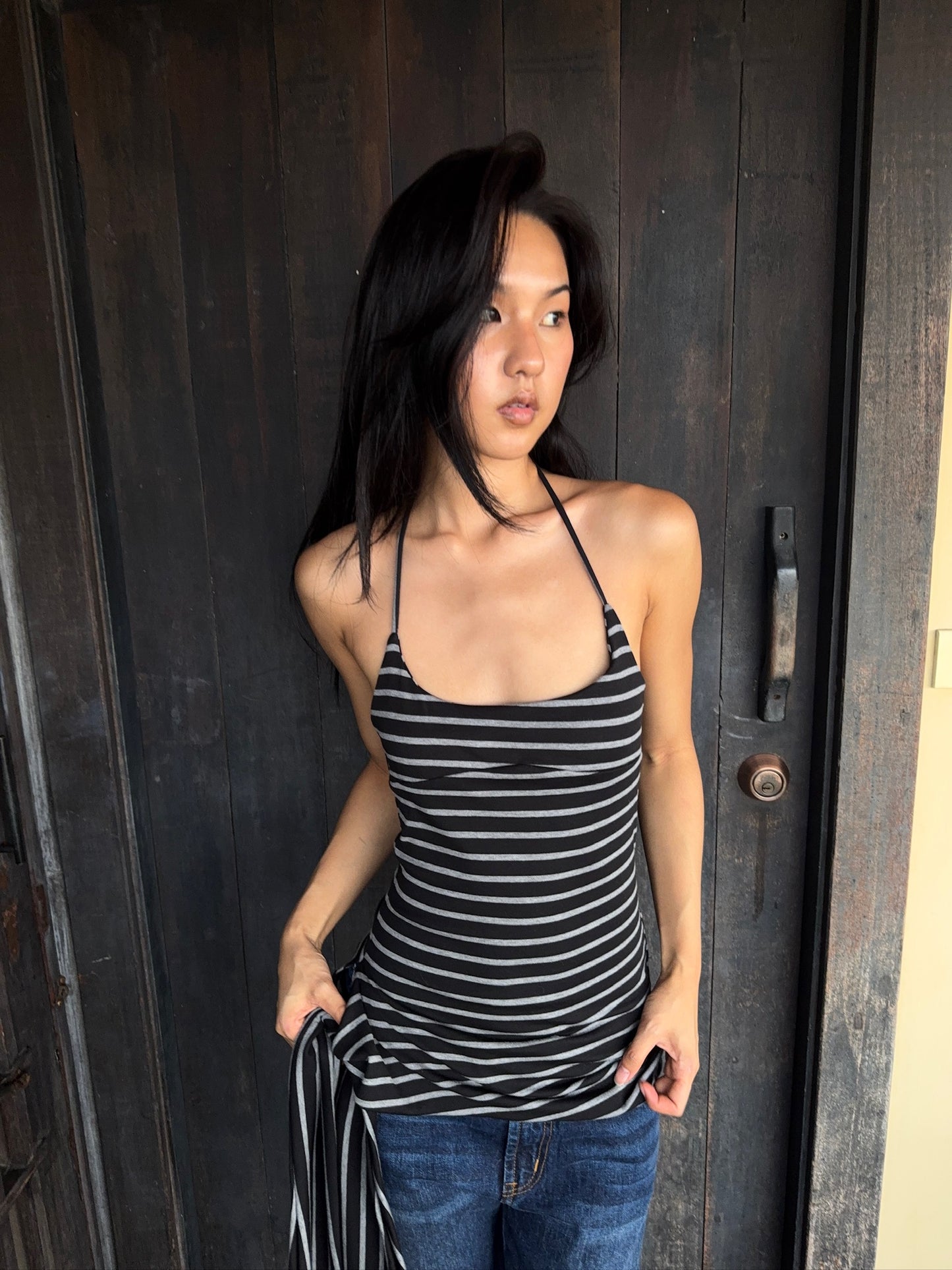 FRANKIE HALTER TIE TOP