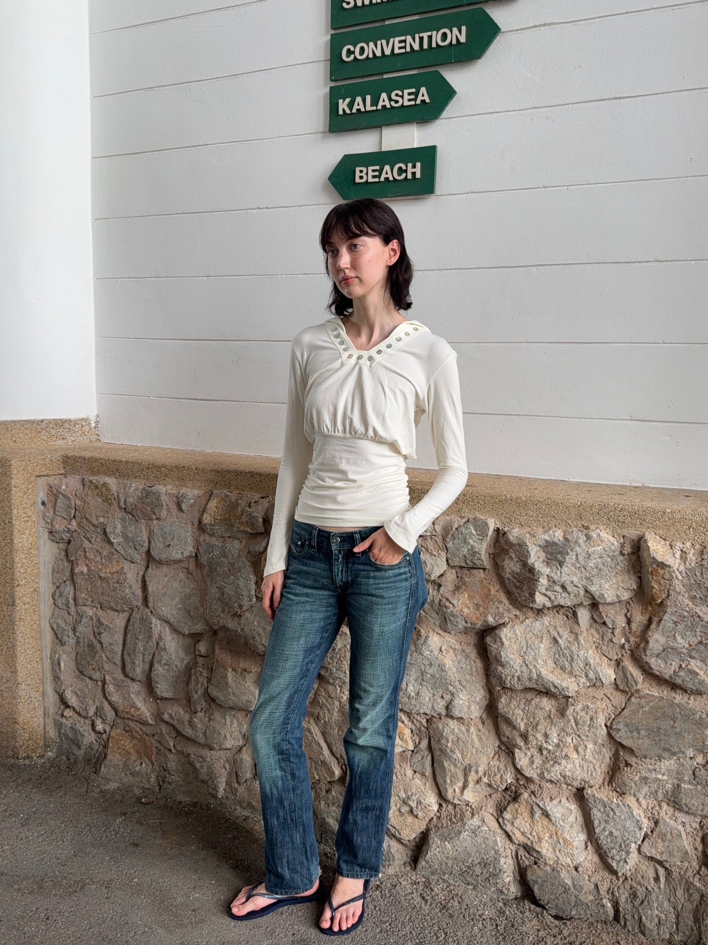 LORA PEARL LINE—MARINE COLLAR BLOUSE