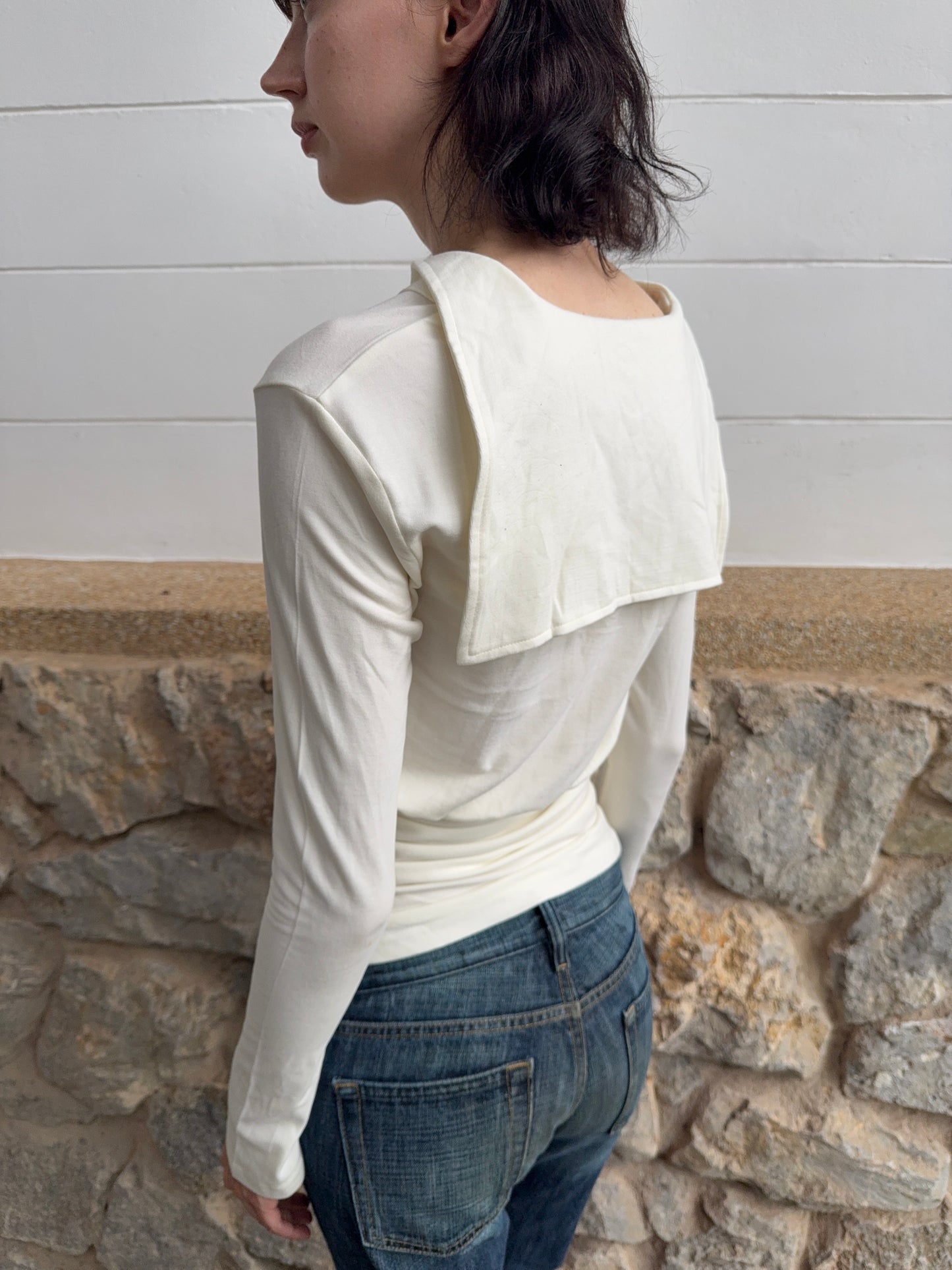 LORA PEARL LINE—MARINE COLLAR BLOUSE