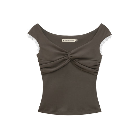 MILA LACE—DRAPED TOP